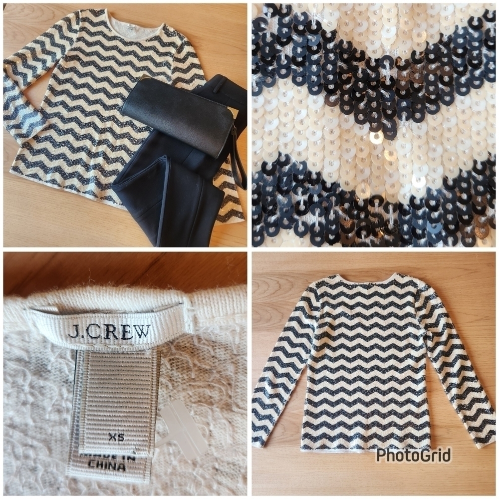 SEQUIN J. CREW CHEVRON LONG SLEEVE TOP - Picture 6 of 7